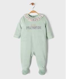 GEMO Pyjama en velours à pont-dos et col volanté bébé Vert
