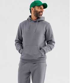 GEMO Sweat à capuche en molleton doux homme gris standard