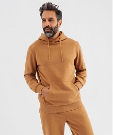 GEMO Sweat à capuche en molleton doux homme marron standard