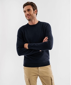 GEMO Pull en coton en maille fine à col rond homme Bleu