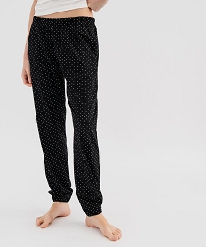 GEMO Pantalon de pyjama à pois femme noir standard