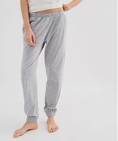 GEMO Pantalon de pyjama à pois en jersey de coton femme Gris