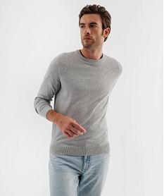 GEMO Pull en coton en maille fine à col rond homme Gris