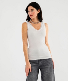 GEMO Débardeur en viscose double porté femme blanc standard