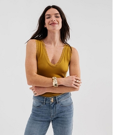 GEMO Débardeur en viscose double porté femme Jaune