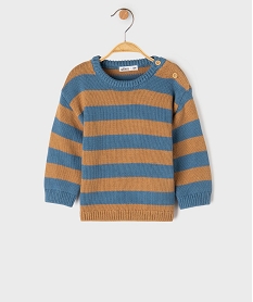 GEMO Pull en grosse maille à larges rayures bébé garçon Brun