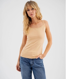 GEMO Débardeur à fines bretelles en microfibre femme beige standard