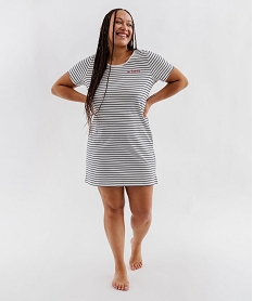 GEMO Chemise de nuit en jersey rayé femme grande taille Blanc