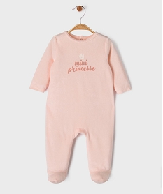 GEMO Pyjama en velours avec inscription bébé fille Rose