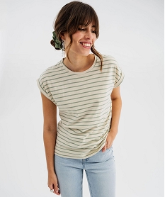 GEMO Tee-shirt rayé à manches ultra courtes femme Vert