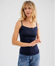 GEMO Débardeur à fines bretelles en microfibre femme Bleu