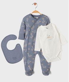 GEMO Ensemble 3 pièces bavoir body et pyjama bébé Gris