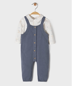 GEMO Ensemble 2 pièces body manches longues + salopette bébé Gris
