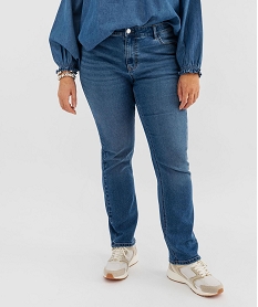 GEMO Jean straight taille normale en coton stretch femme grande taille bleu standard