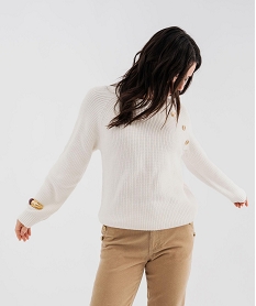 GEMO Pull en côtes perlées esprit marinière femme - LuluCastagnette blanc standard