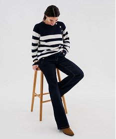 GEMO Pull rayé en côtes perlées esprit marinière femme - LuluCastagnette Bleu