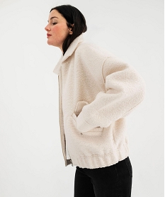 GEMO Blouson en maille bouclette chinée femme Beige