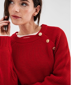GEMO Pull en côtes perlées esprit marinière femme - LuluCastagnette Rouge