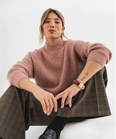 GEMO Pull oversize en grosse maille femme Rose