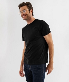 GEMO Tee-shirt manches courtes col rond en coton homme noir standard