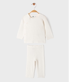 GEMO Ensemble 2 pièces en maille bébé fille : pull et pantalon blanc standard