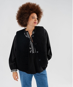 GEMO Veste sans manches en sherpa femme grande taille noir standard