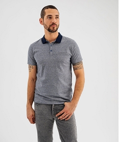 GEMO Polo manches courtes avec col contrastant homme bleu chine