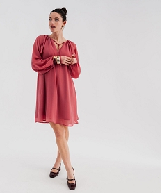 GEMO Robe courte en voile avec volants aux emmanchures femme Rose