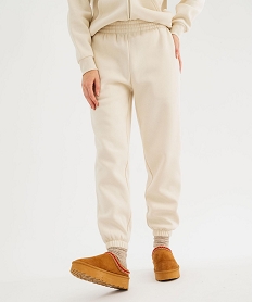 GEMO Pantalon de jogging en molleton uni à taille élastiquée femme beige standard