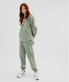 GEMO Pantalon de jogging en molleton uni à taille élastiquée femme Vert