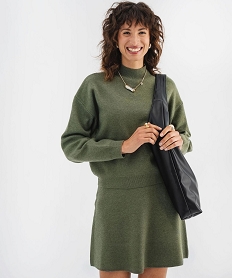 GEMO Pull à col montant coupe loose femme Vert