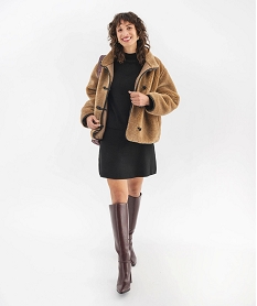 GEMO Pull à col montant coupe loose femme noir standard