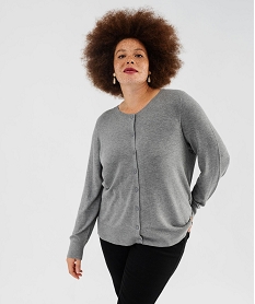 GEMO Gilet fin long à col rond femme grande taille Gris