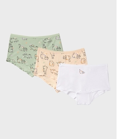 GEMO Boxers en coton stretch à motifs animaux fille (lot de 3) Blanc
