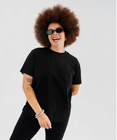 GEMO Tee-shirt manches courtes en coton uni à col rond femme grande taille noir standard