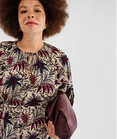 GEMO Robe fluide imprimée avec volants femme grande taille Beige