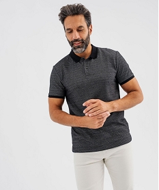 GEMO Polo manches courtes avec finitions fantaisie homme Noir