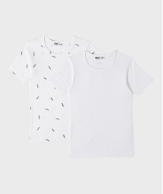 GEMO Tee-shirts manches courtes en coton garçon (lot de 2) Blanc