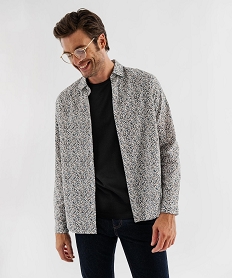 GEMO Chemise à motifs fleuris coupe regular homme Blanc