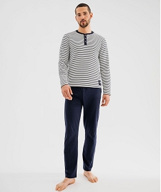 GEMO Pyjama avec haut rayé homme - LuluCastagnette Bleu