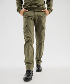 GEMO Pantalon cargo loose coloris unique homme Vert