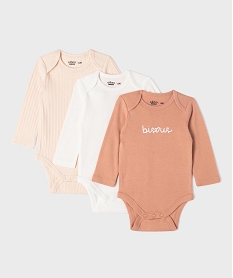 GEMO Body manches longues à encolure US bébé (lot de 3) Rose