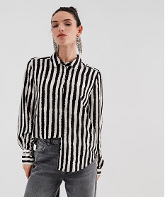 GEMO Chemise à rayures femme Noir