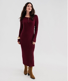 GEMO Robe pull longue coupe ajustée femme Rouge