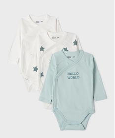GEMO Body manches longues fermeture devant bébé (lot de 3) Blanc