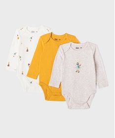 GEMO Body manches longues à motif cirque bébé garçon (lot de 3) Beige