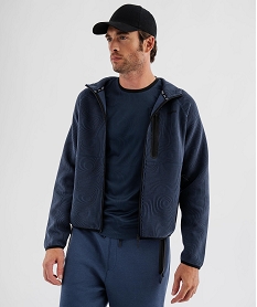 GEMO Sweat zippé à capuche spécial sport homme Bleu
