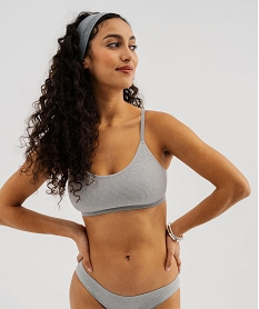 GEMO Brassière sans coutures en maille côtelée avec fines bretelles femme Gris