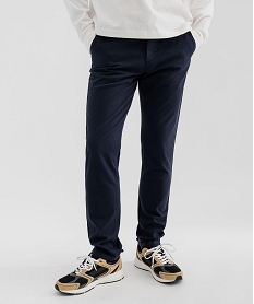 GEMO Pantalon chino coupe slim en toile de coton stretch au coloris unique homme Bleu