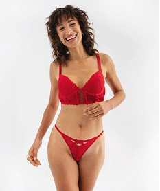 GEMO String en dentelle femme rouge standard